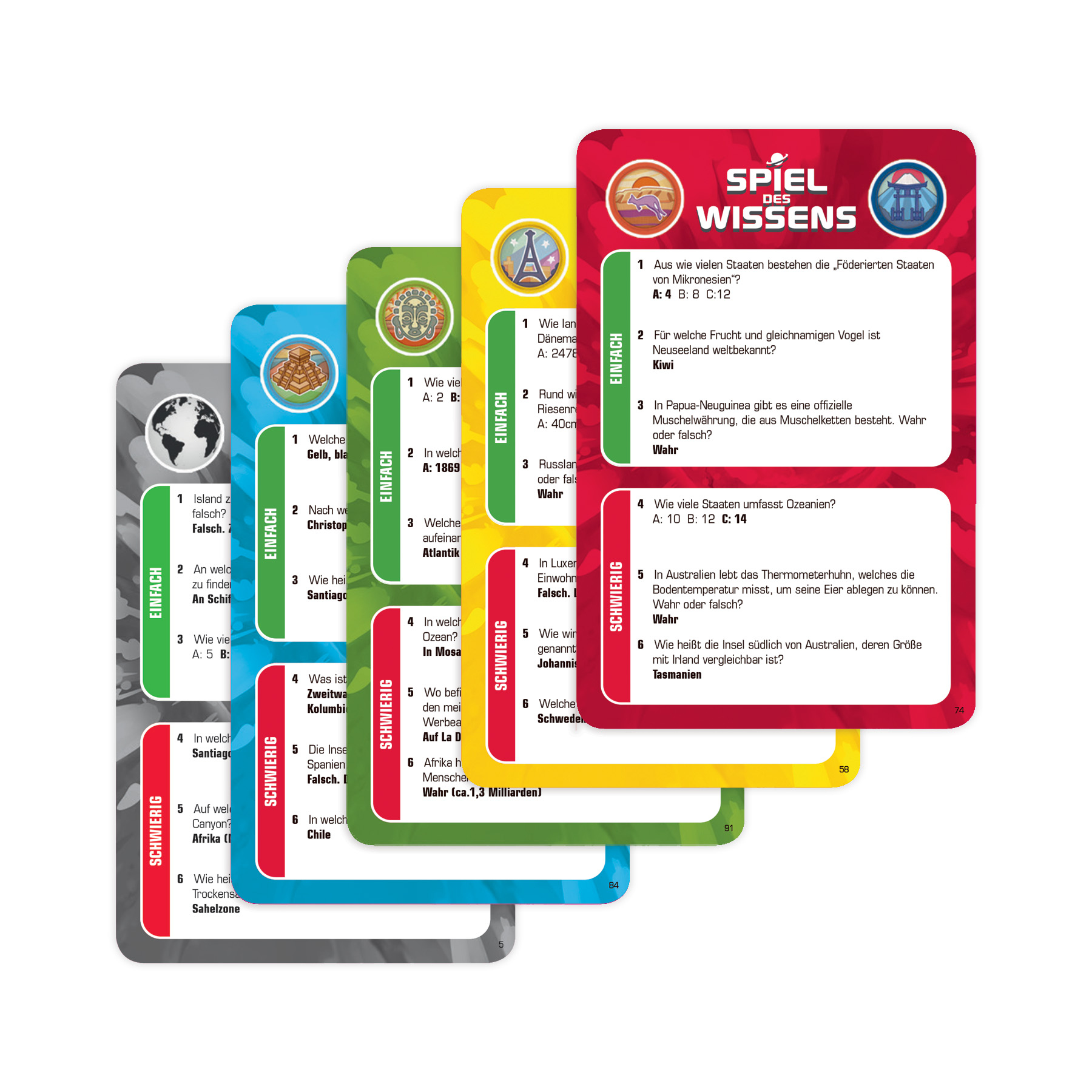 Cartes avec questions et illustrations. Le logo Jumbo est visible. Un jeu est présenté.