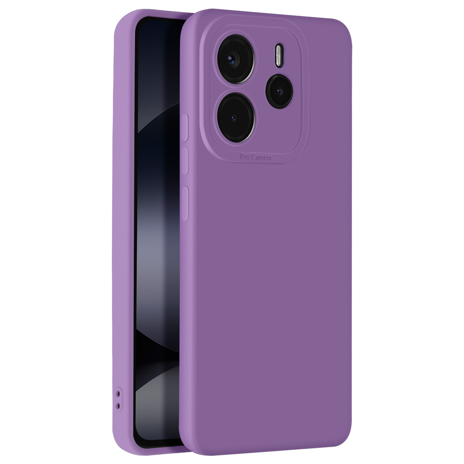Custodia viola per telefono con ritagli per fotocamera, protegge il telefono.