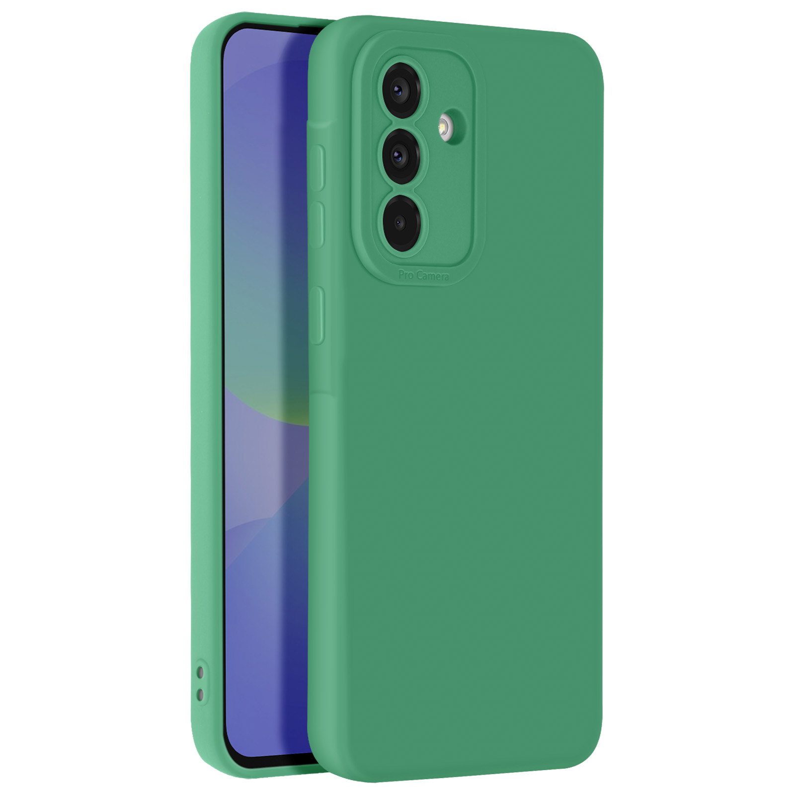 Groene telefoonhoes met een camerapunt en drie cameralenzen.