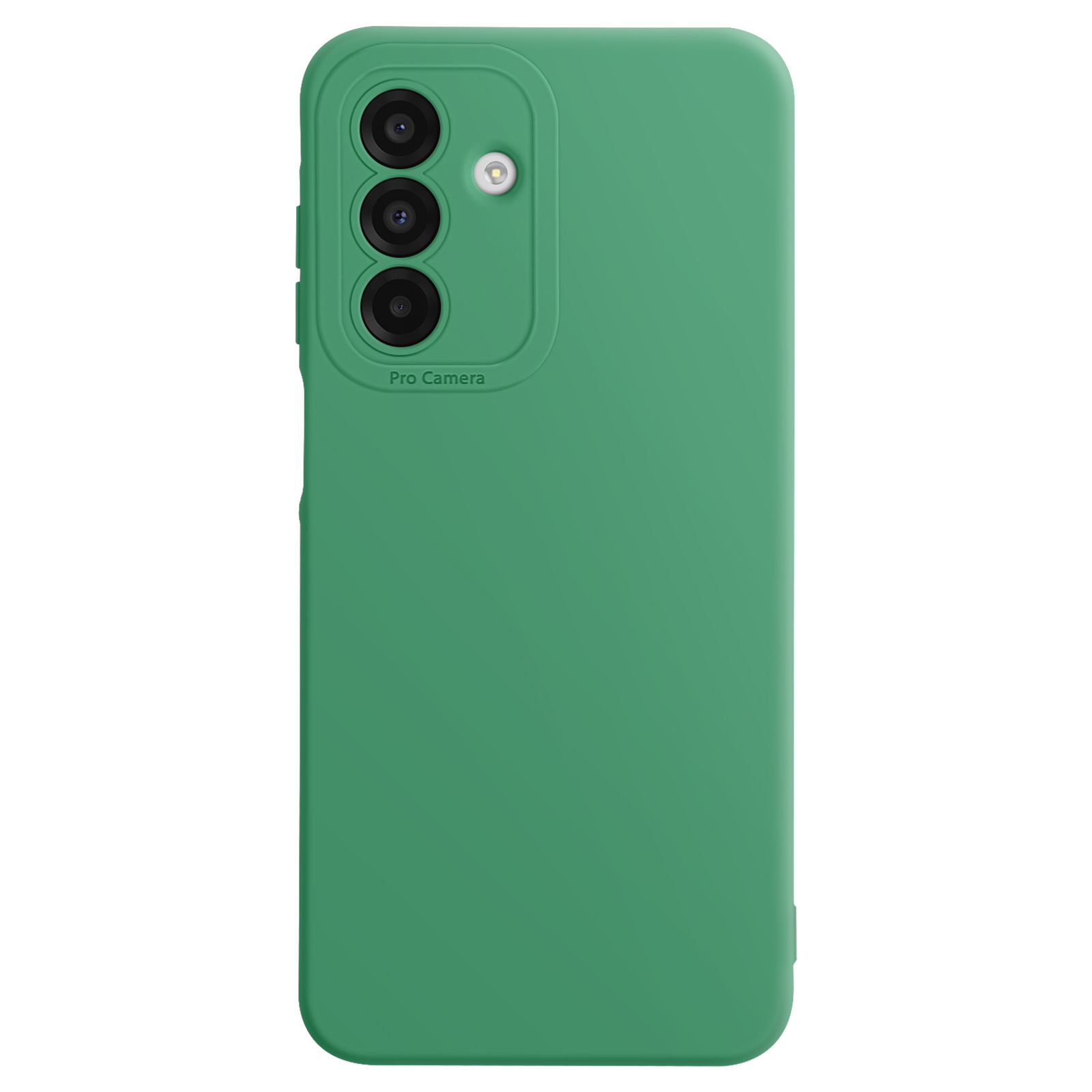 Custodia verde per telefono con tre lenti della fotocamera e la scritta 'Pro Camera'.