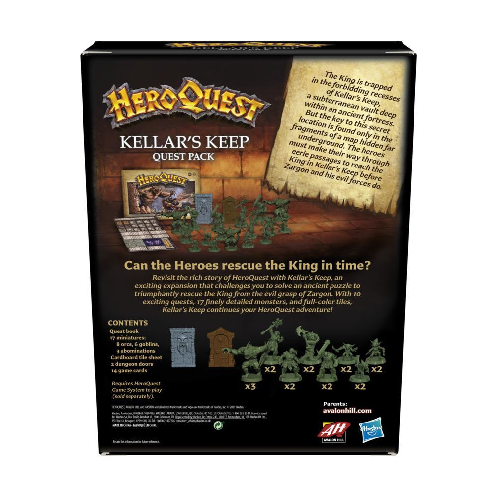 Die Rückseite einer Brettspielbox mit Text und Bildern von Spielkomponenten und Charakteren.