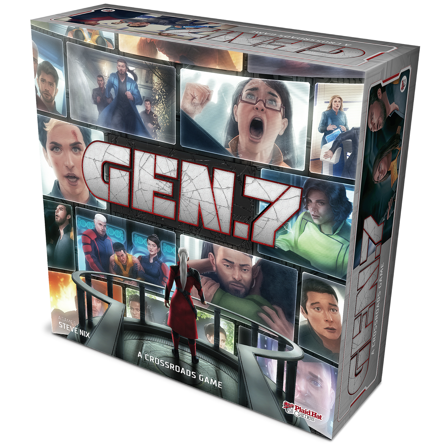 Eine Brettspielbox mit dem Titel "GEN7", mit verschiedenen Bildern von Personen.