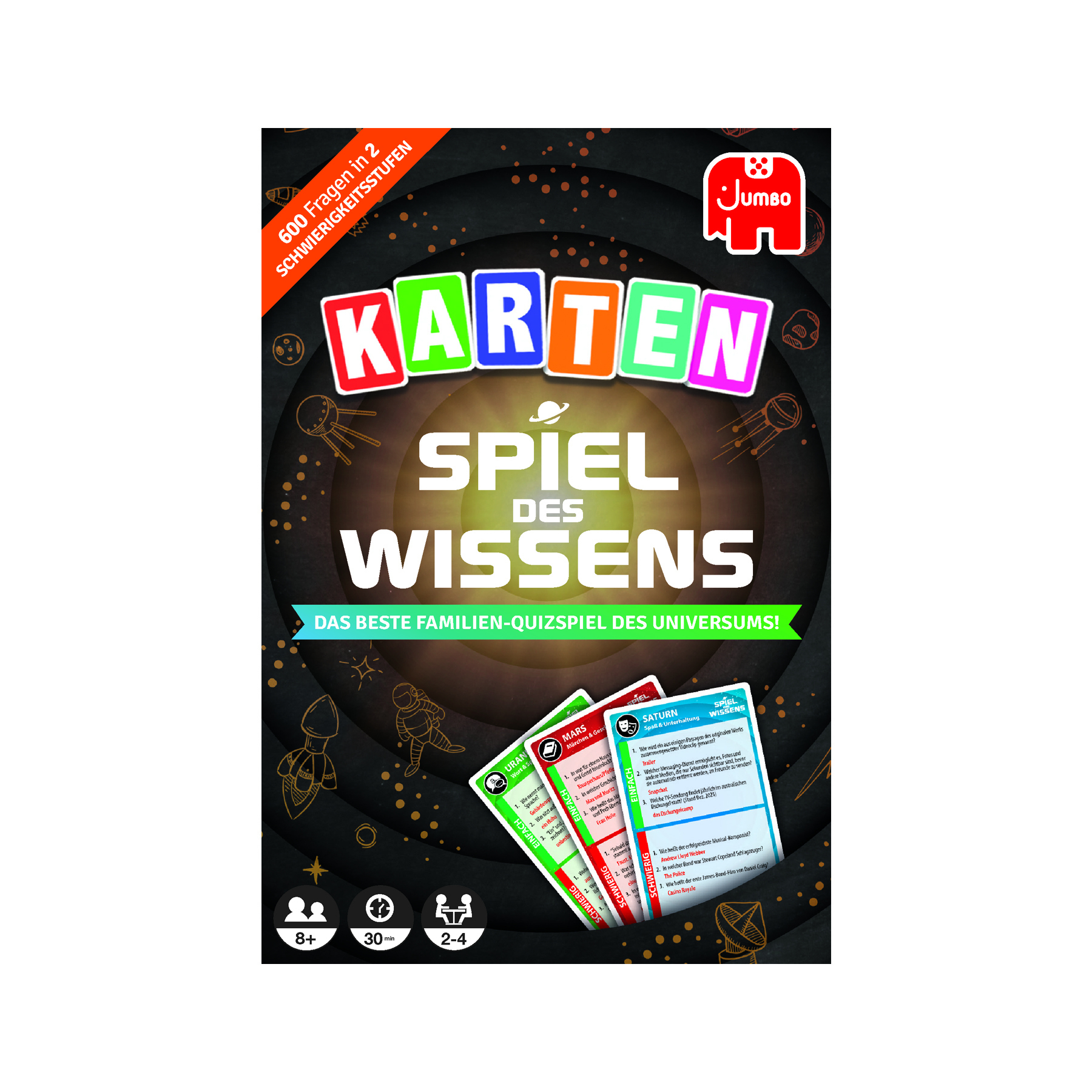 Brettspielbox. Titel: Karten Spiel Des Wissens. Enthält Spielkarten und Illustrationen auf der Box.