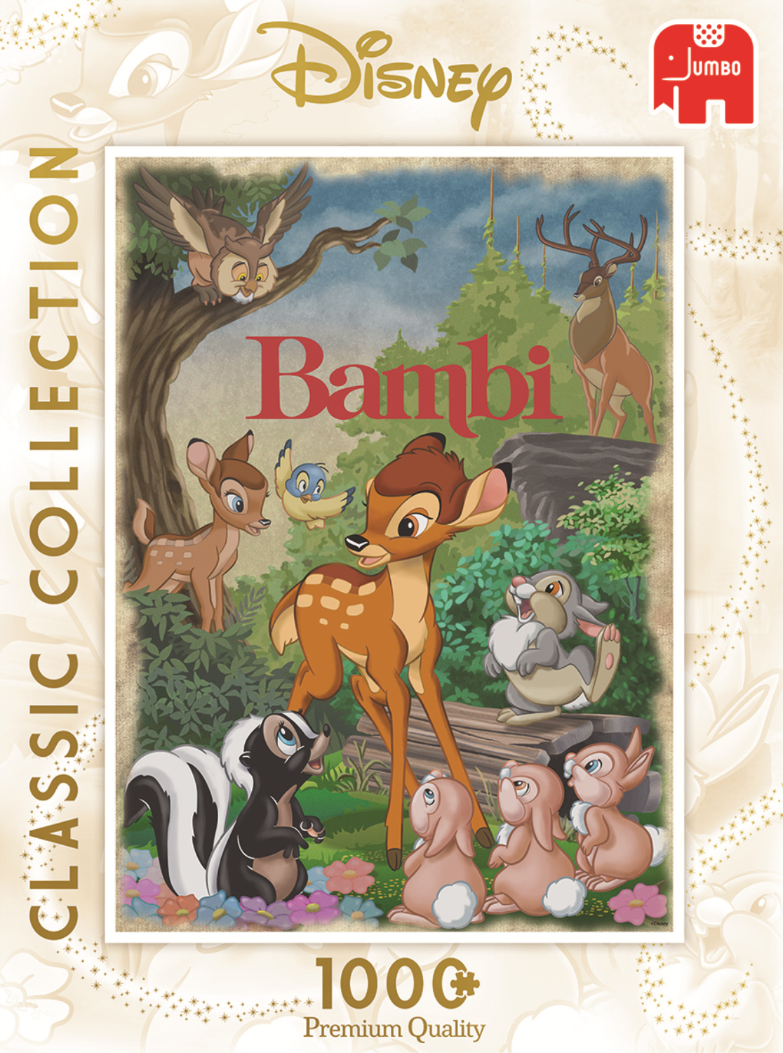 Bambi-Puzzledose mit Bambi und Freunden in einer Waldszene, Disney-Logo.