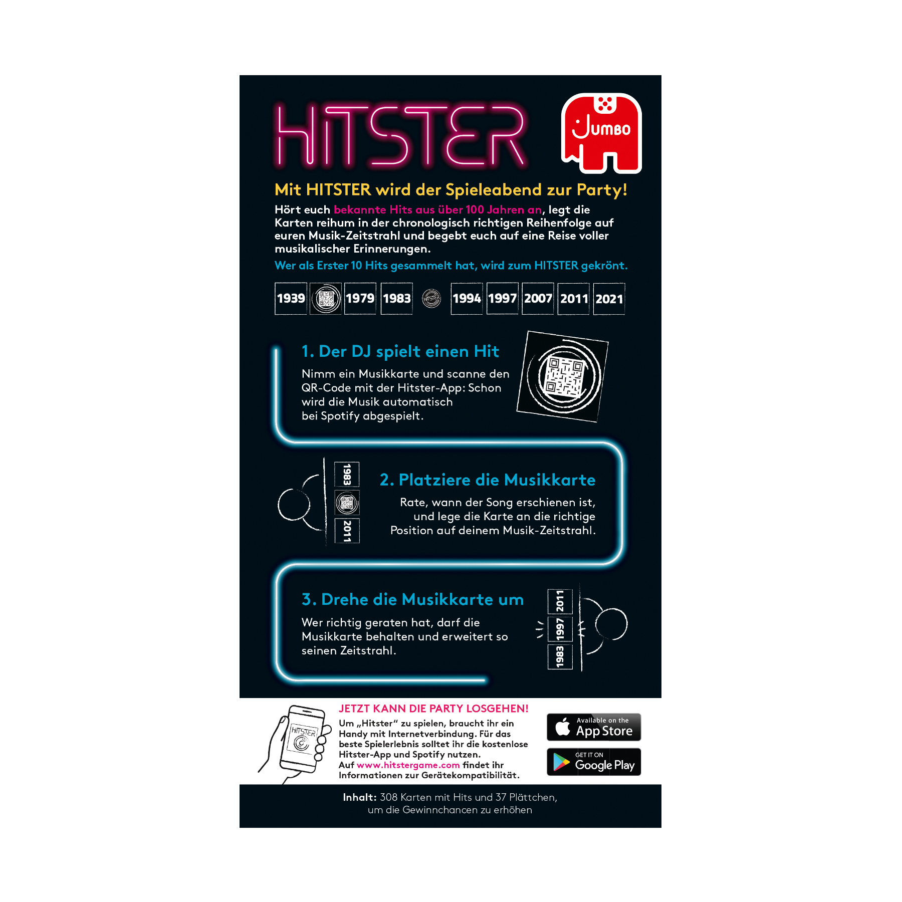 Infographie. Texte et code QR sur un jeu appelé 'Hister' avec le logo rouge Jumbo.