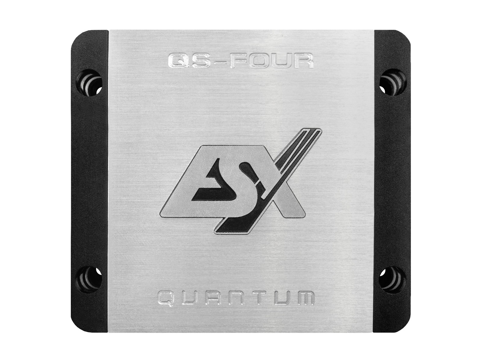 Metall-Computerkomponente mit schwarzem Rahmen. Text: QS-FOUR, ASX QUANTUM.
