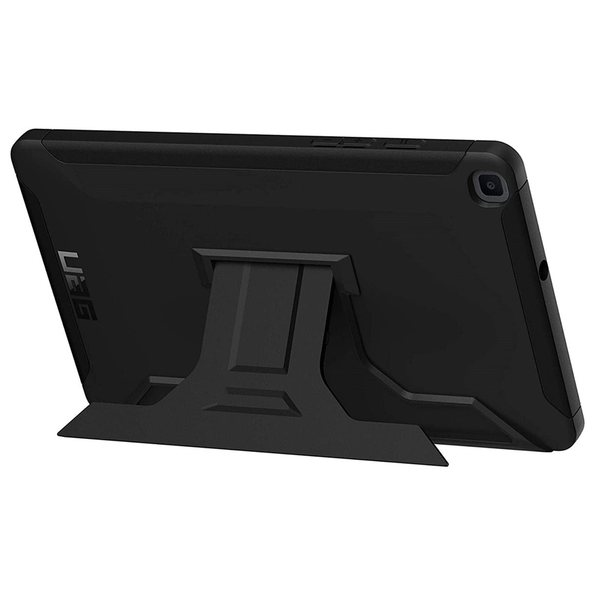 Black tablet case with a stand. The UAG logo is visible.