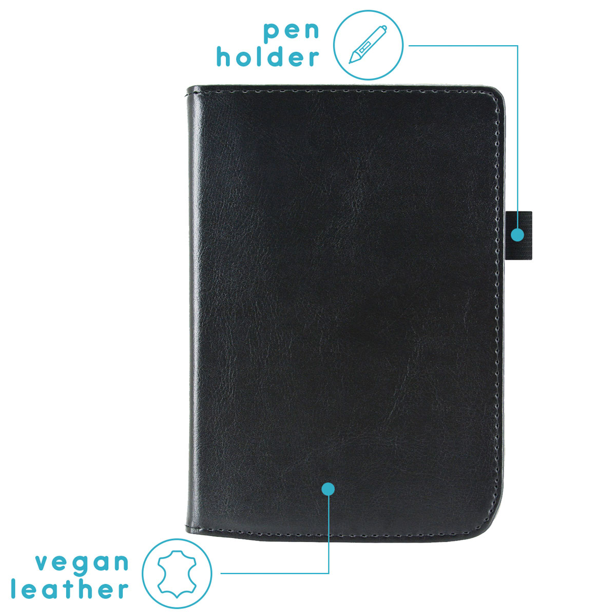 IMOSHION Vegan Leather Bookcase geschikt voor Pocketbook Touch Lux 5 Cover 6 inch Zwart