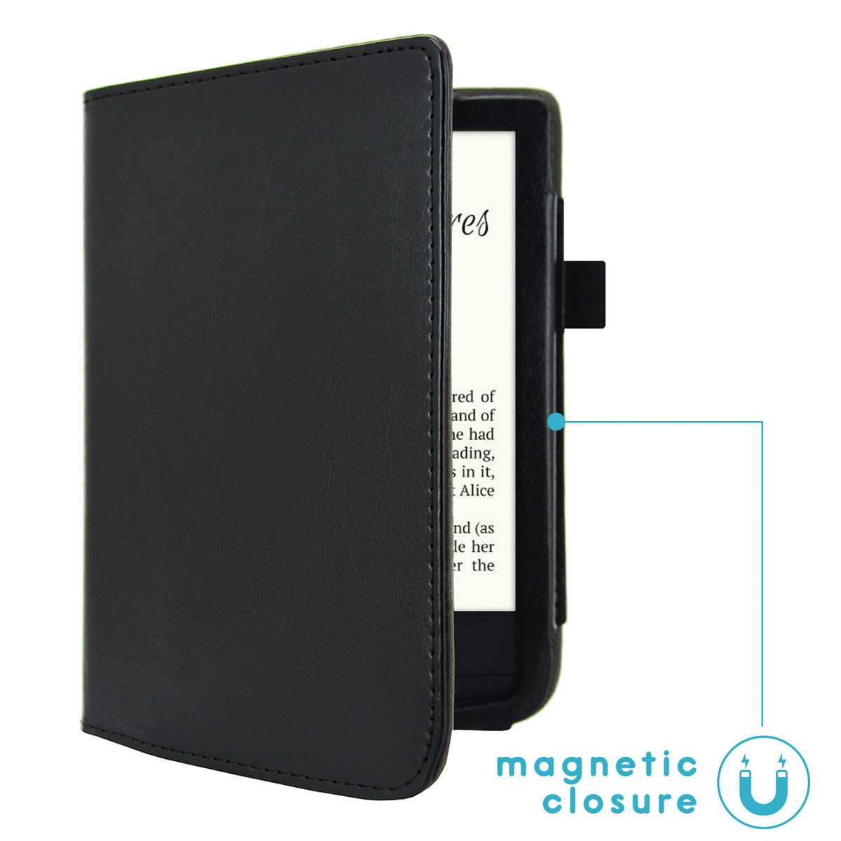 IMOSHION Vegan Leather Bookcase geschikt voor Pocketbook Touch Lux 5 Cover 6 inch Zwart
