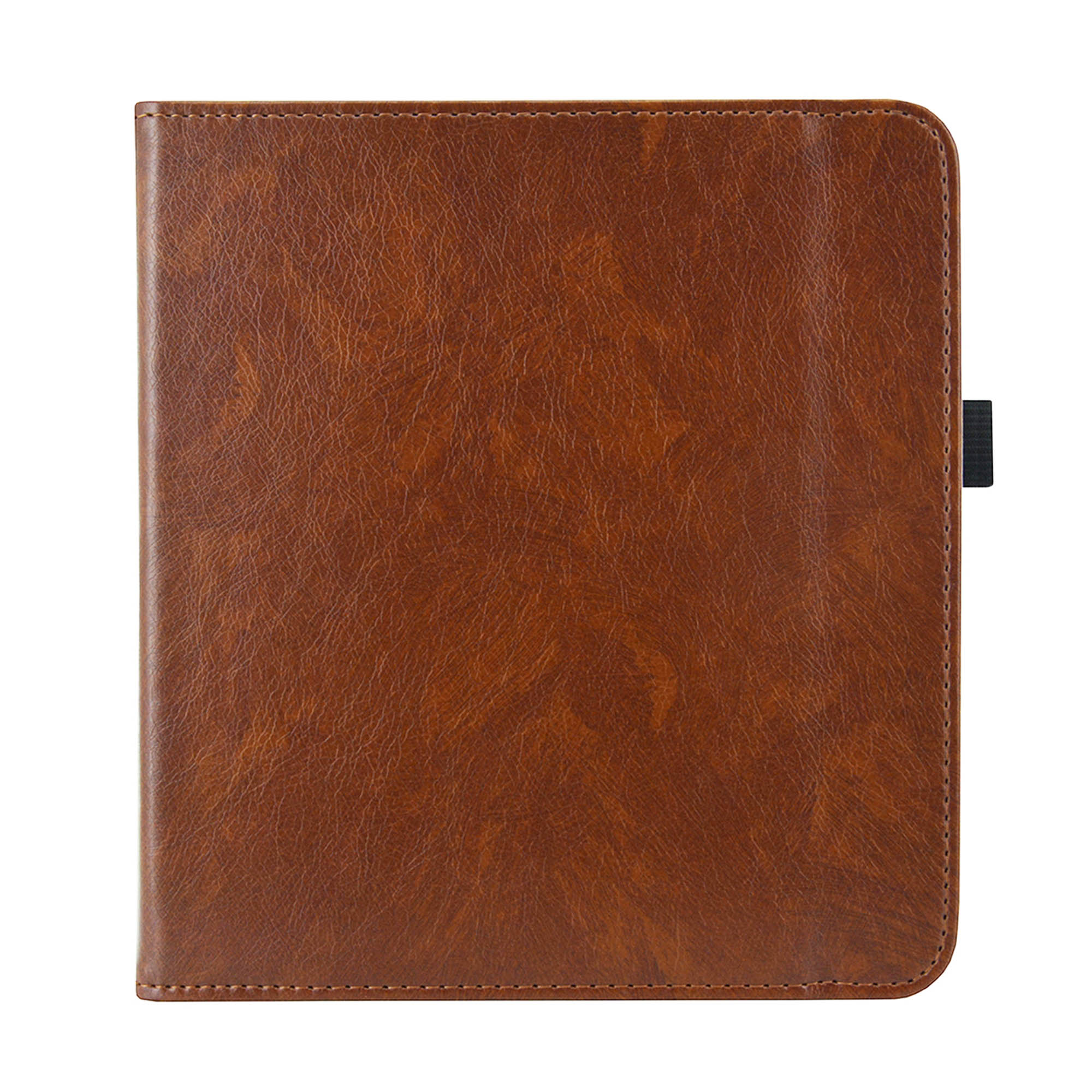 Bruine tablet hoes gesloten. Eenvoudig ontwerp met een sluiting.