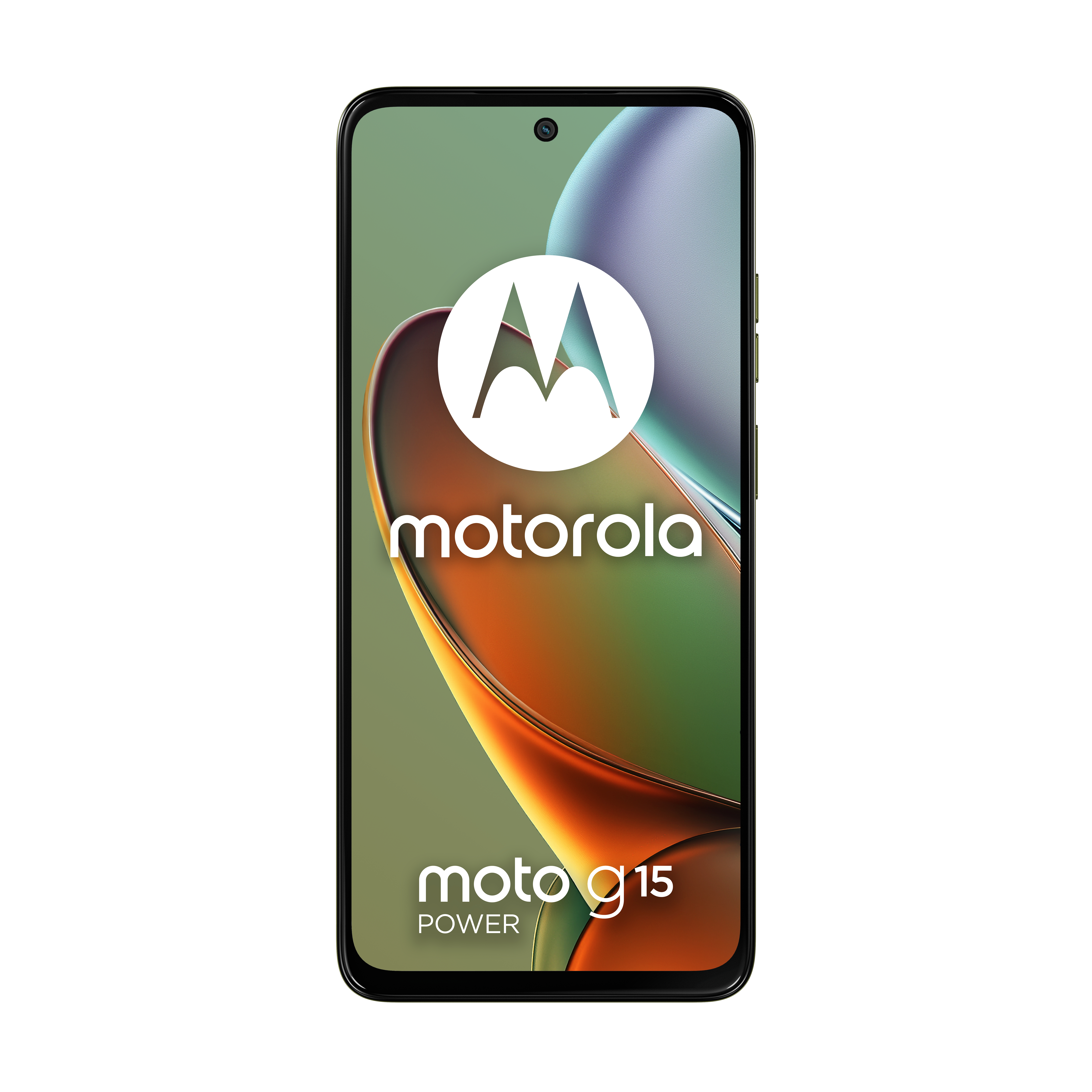 Motorola-telefoon op display, met logo en modelnaam.