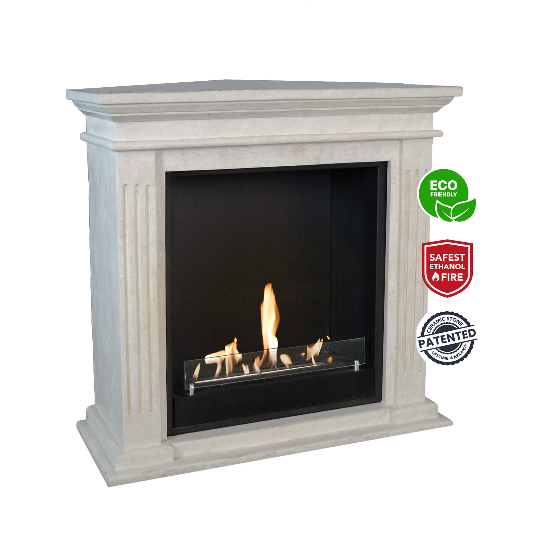 XARALYN Cadiz-Corner BIU Bio-ethanol haard Naturlijk wit gepolijst