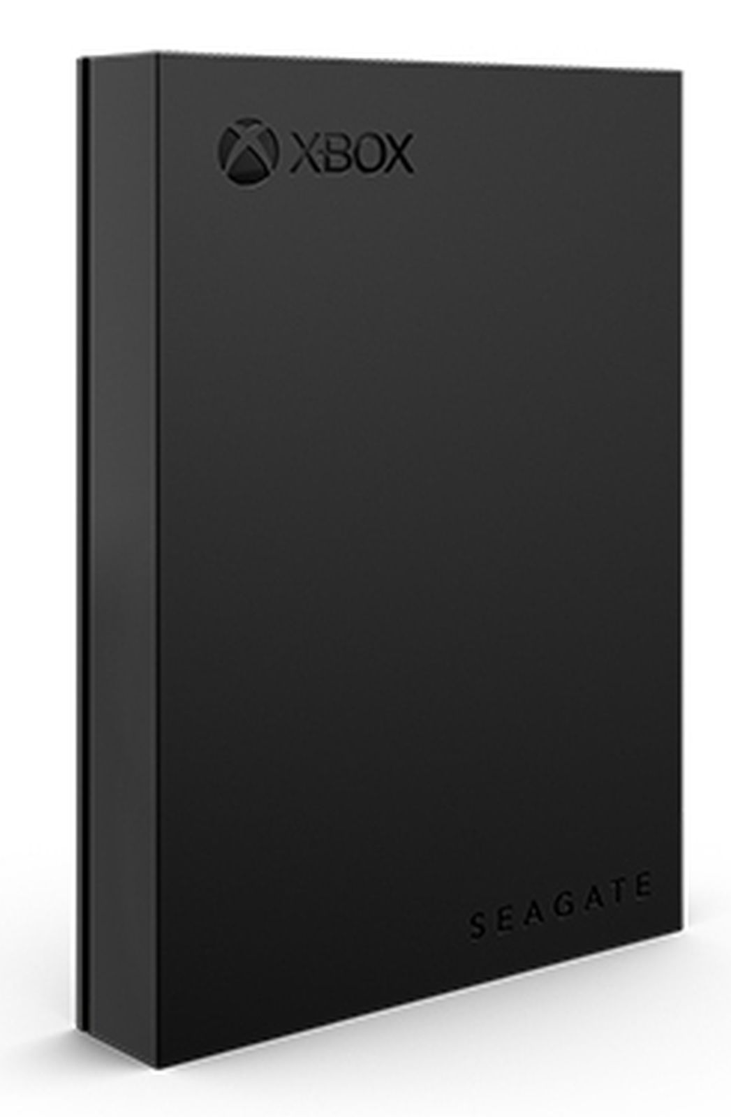 Czarny zewnętrzny dysk twardy Seagate z logo Xbox i Seagate.