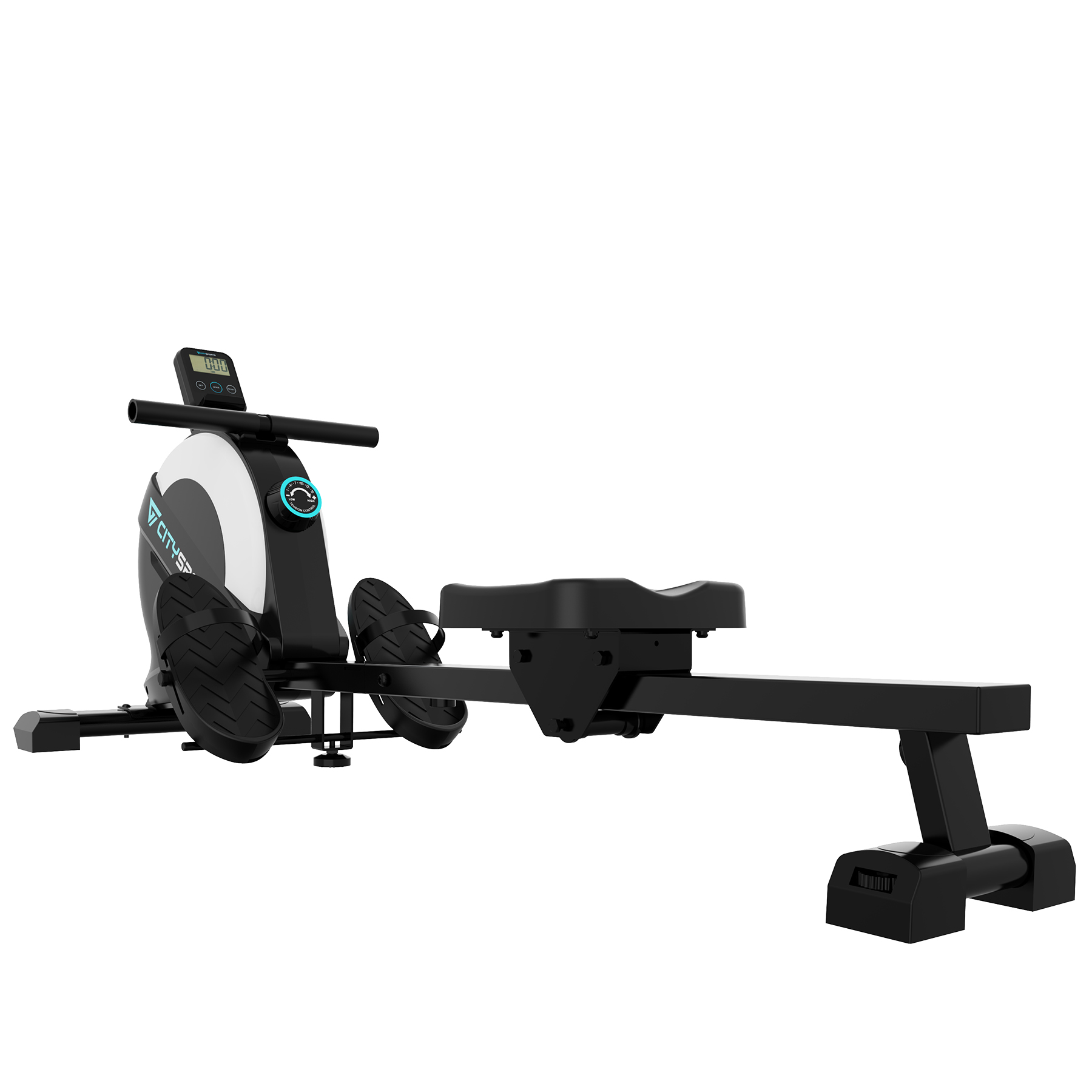 Wioślarz. Czarno-biały. Ekran wyświetlacza. Białe tło.