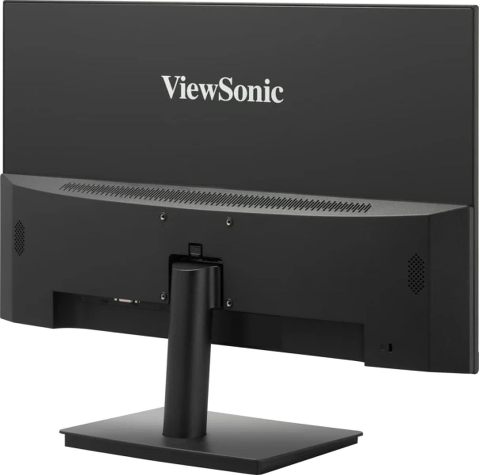 Vista posteriore di un monitor ViewSonic nero. Il marchio è visibile.
