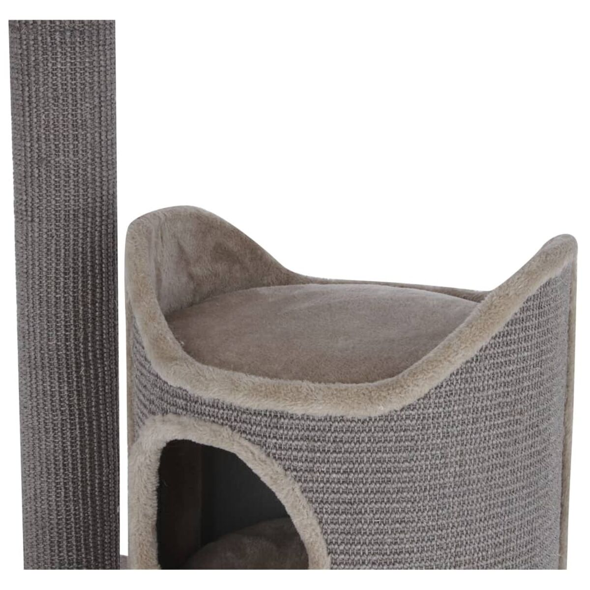 Katzenbaum mit Kratzstamm aus Sisal und einem gemütlichen, weichen Bett.