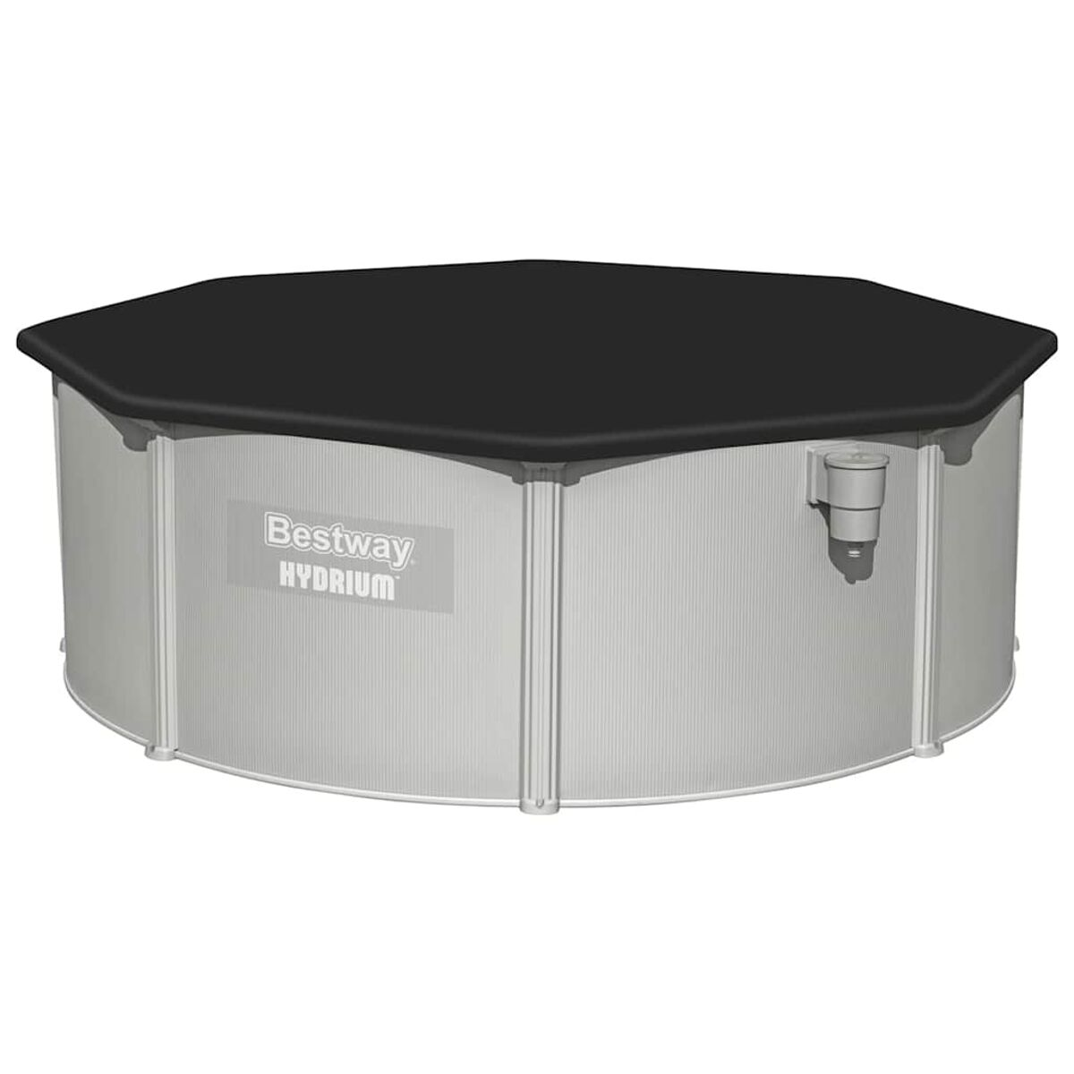 Bestway Hydrium Pool mit schwarzer Abdeckung, weißer Hintergrund.