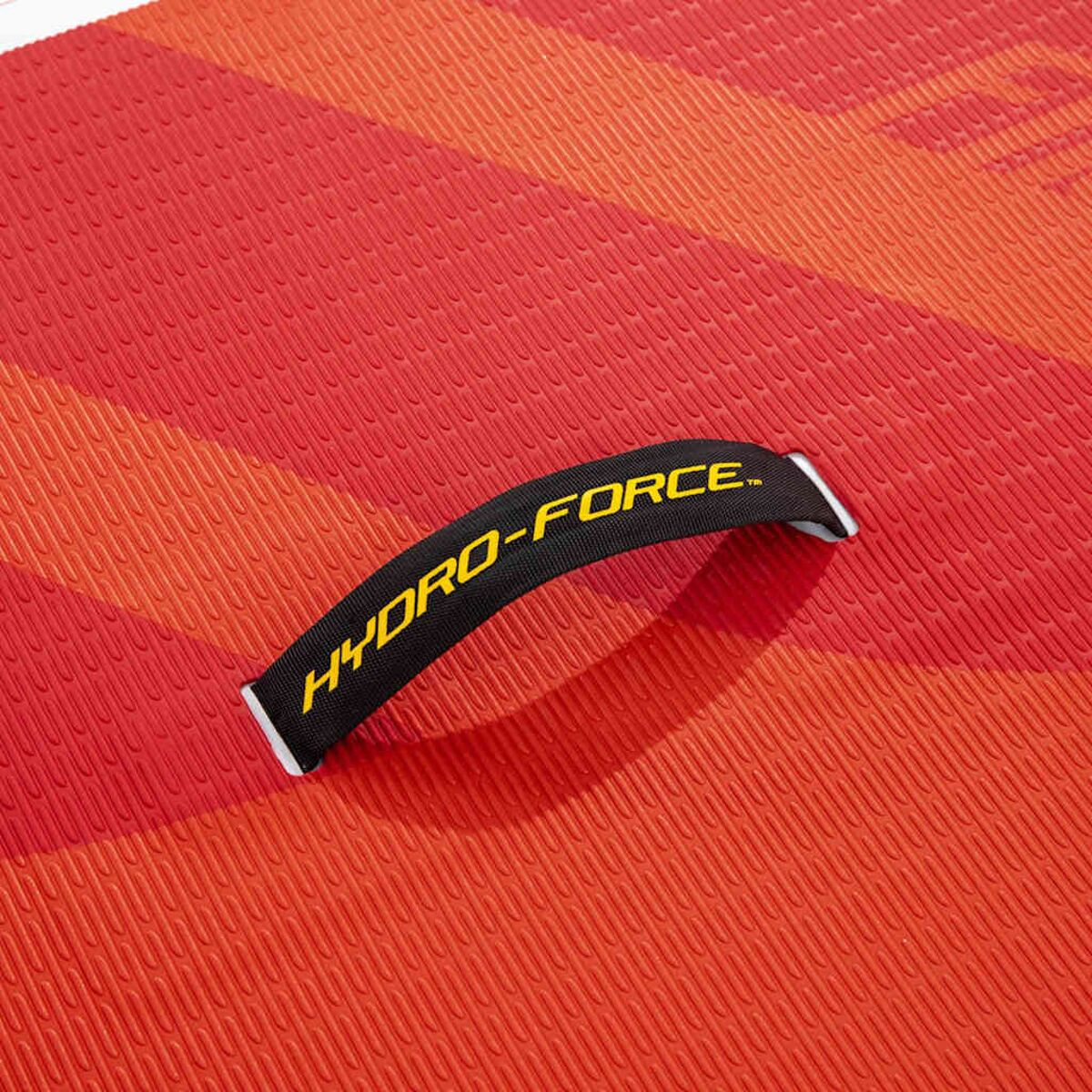 Red and orange pattern with a black handle. The handle says HYDRO-FORCE in yellow letters.
