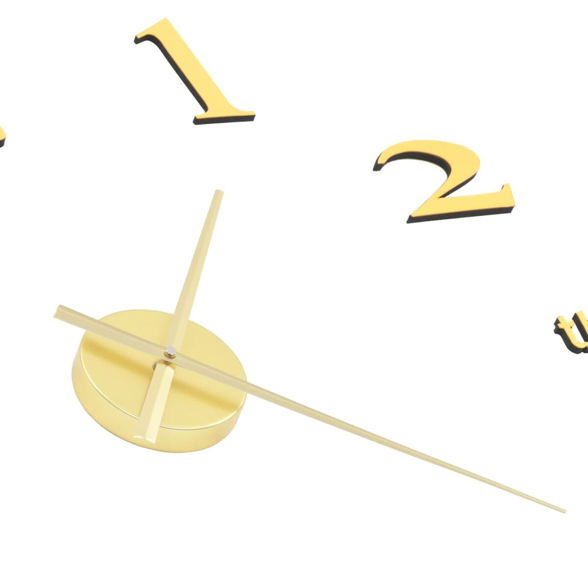 Ein goldenes Ziffernblatt mit den Zahlen 1, 2 und Zeigern, die auf die Uhrzeit zeigen.