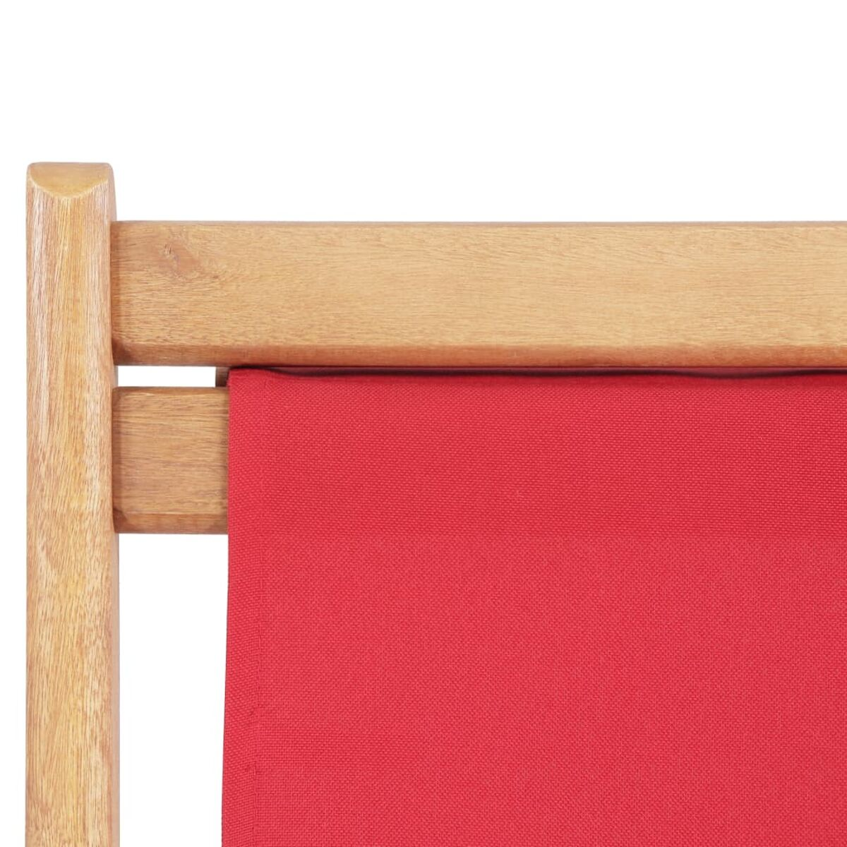 Holzrahmen mit rotem Stoff. Der Rahmen ist hellbraun, der Stoff ist einfarbig, leuchtend rot.