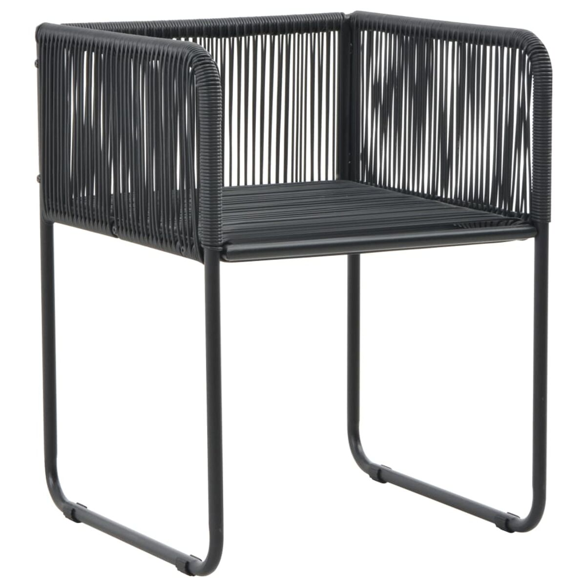 Schwarzer Outdoor-Stuhl mit vertikalem Design und minimalistischem Stil.