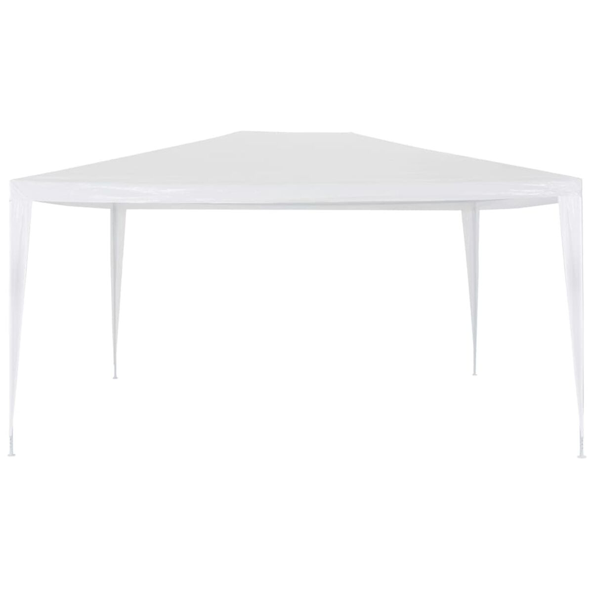 Weißer, rechteckiger Pavillon. Vier Stützpfosten, weißes Stoffdach. Klares, schlichtes Design.