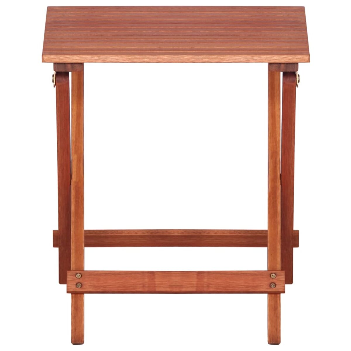 Beistelltisch aus Holz mit Lattenrost und Beinen.