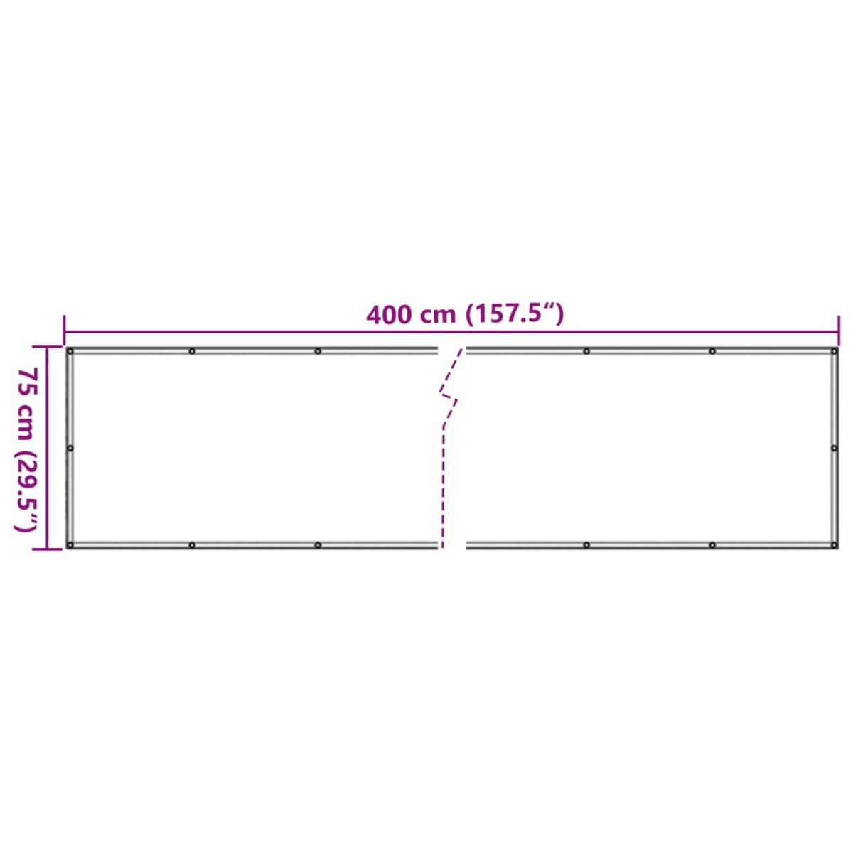 Zwei rechteckige Teile mit beschrifteten Abmessungen. Gesamtlänge 400 cm, Breite 75 cm.