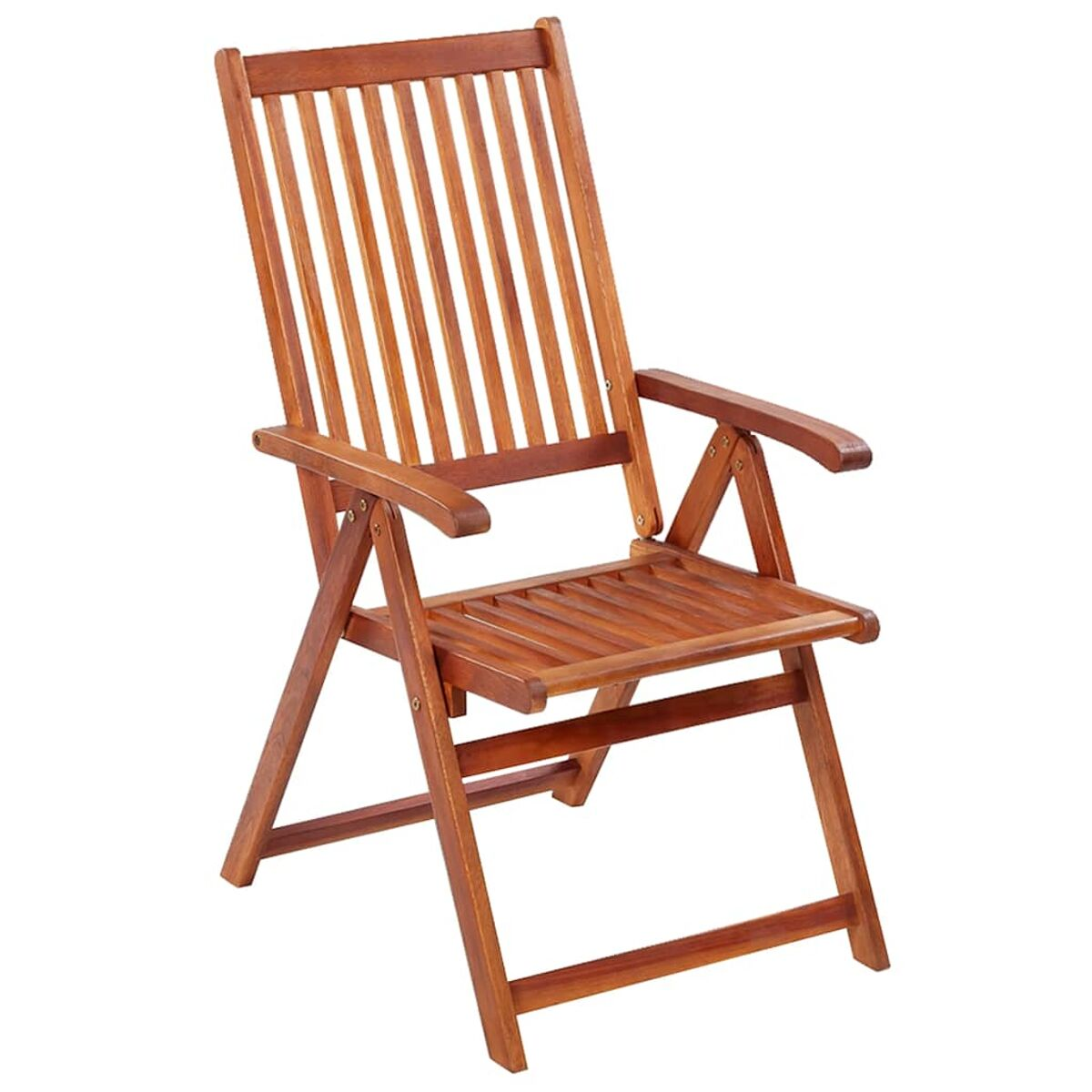 Klappstuhl aus Holz, hellbraun. Rückenlehne und Sitzfläche haben Lamellen.