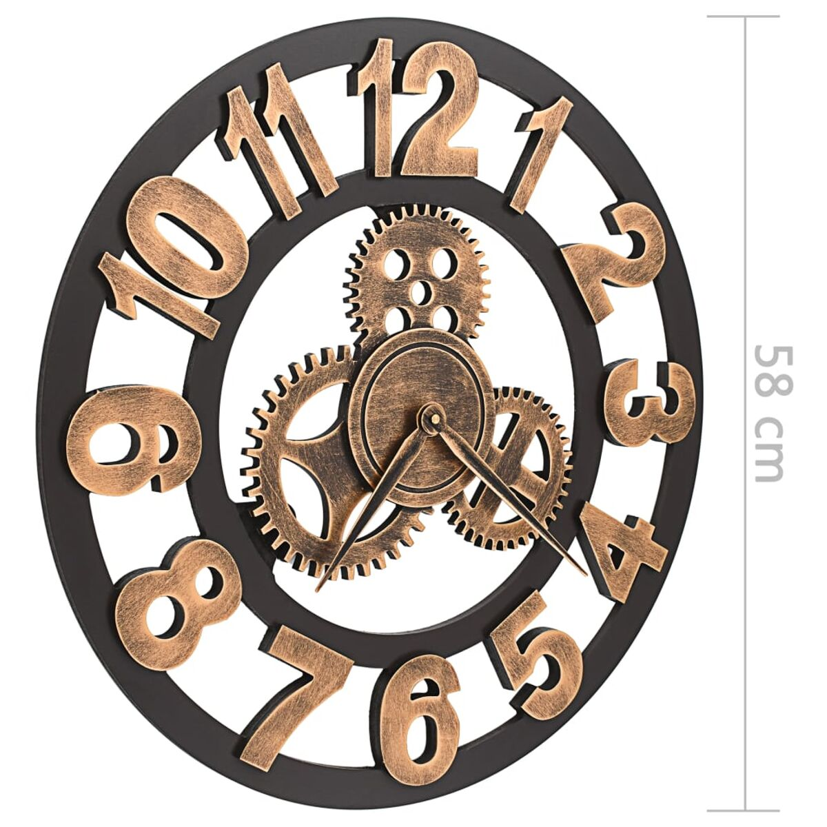 Dekorative Wanduhr mit Zahnrädern und römischen Ziffern.