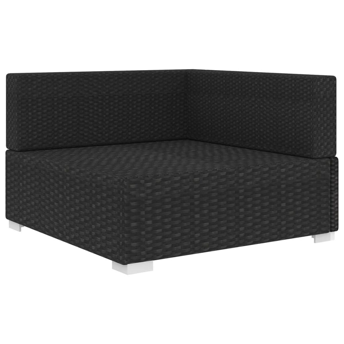 Schwarzes Ecksofa mit weißen Füßen, ein modernes Outdoor-Möbelstück.