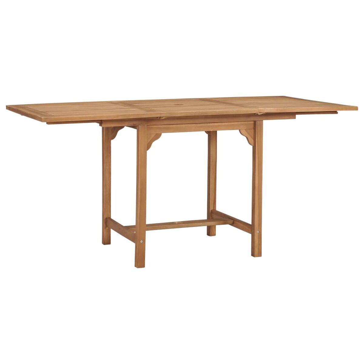 Ein Holztisch mit ausgezogenen Blättern.