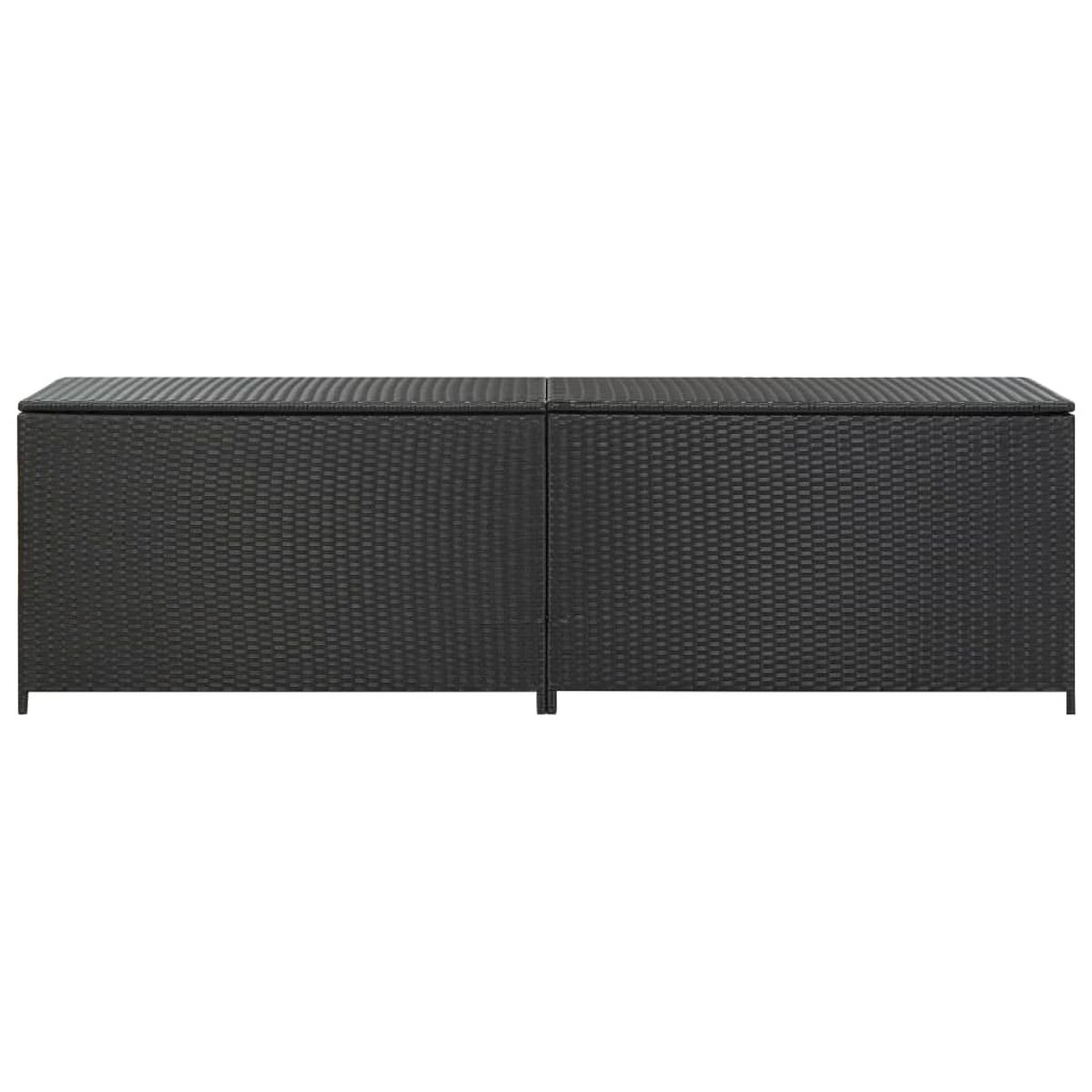 Schwarze gewebte Outdoor-Aufbewahrungsboxen mit einfachem Design, nebeneinander.