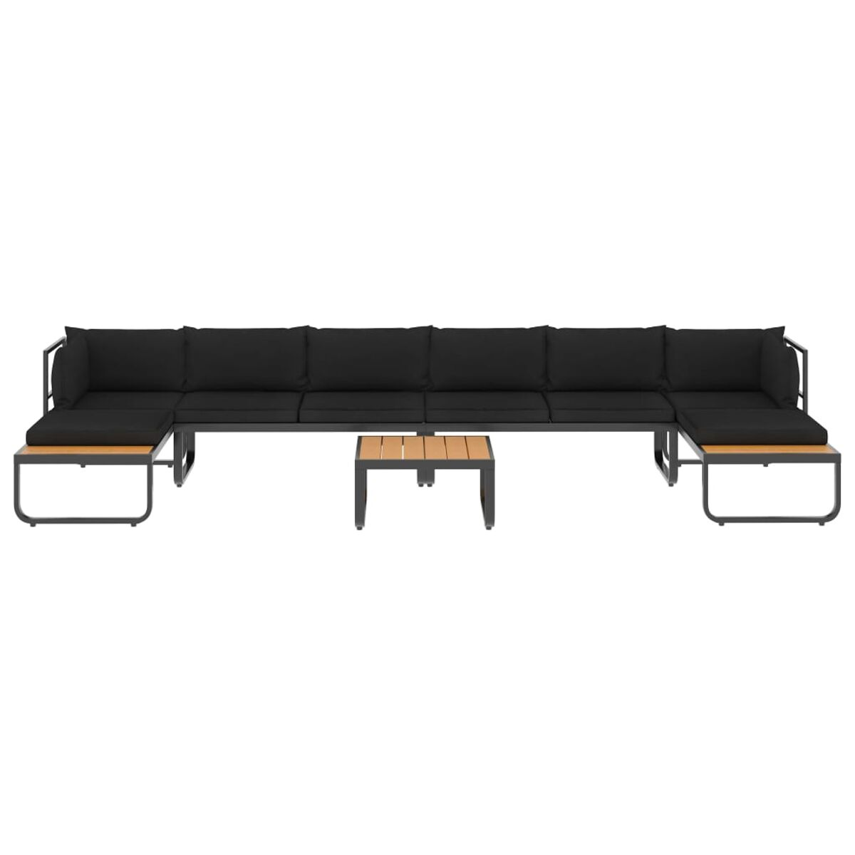 Schwarzes Outdoor-Sofa auf weißem Hintergrund.