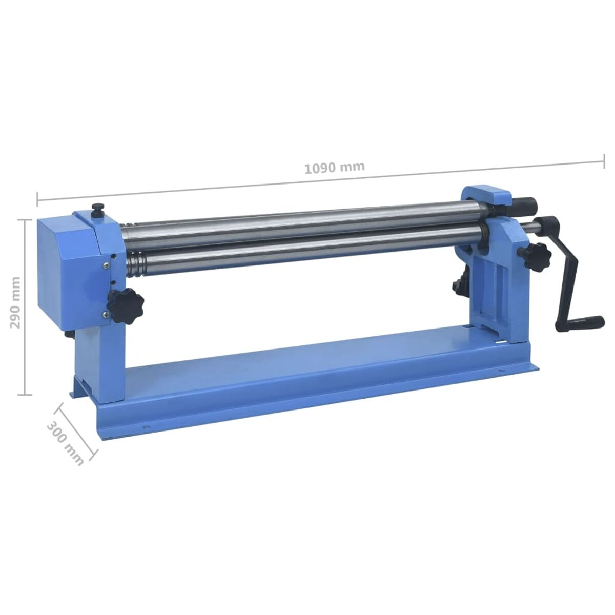 Una piegatrice per lamiere blu con dimensioni di 1090 mm.