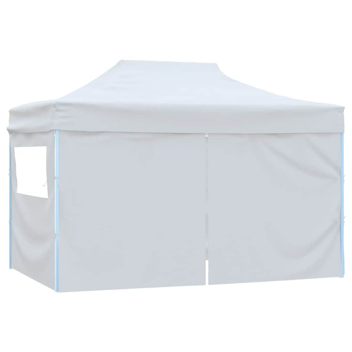 Ein weißes Outdoor-Pavillon mit Seitenwänden. Weißer Hintergrund.