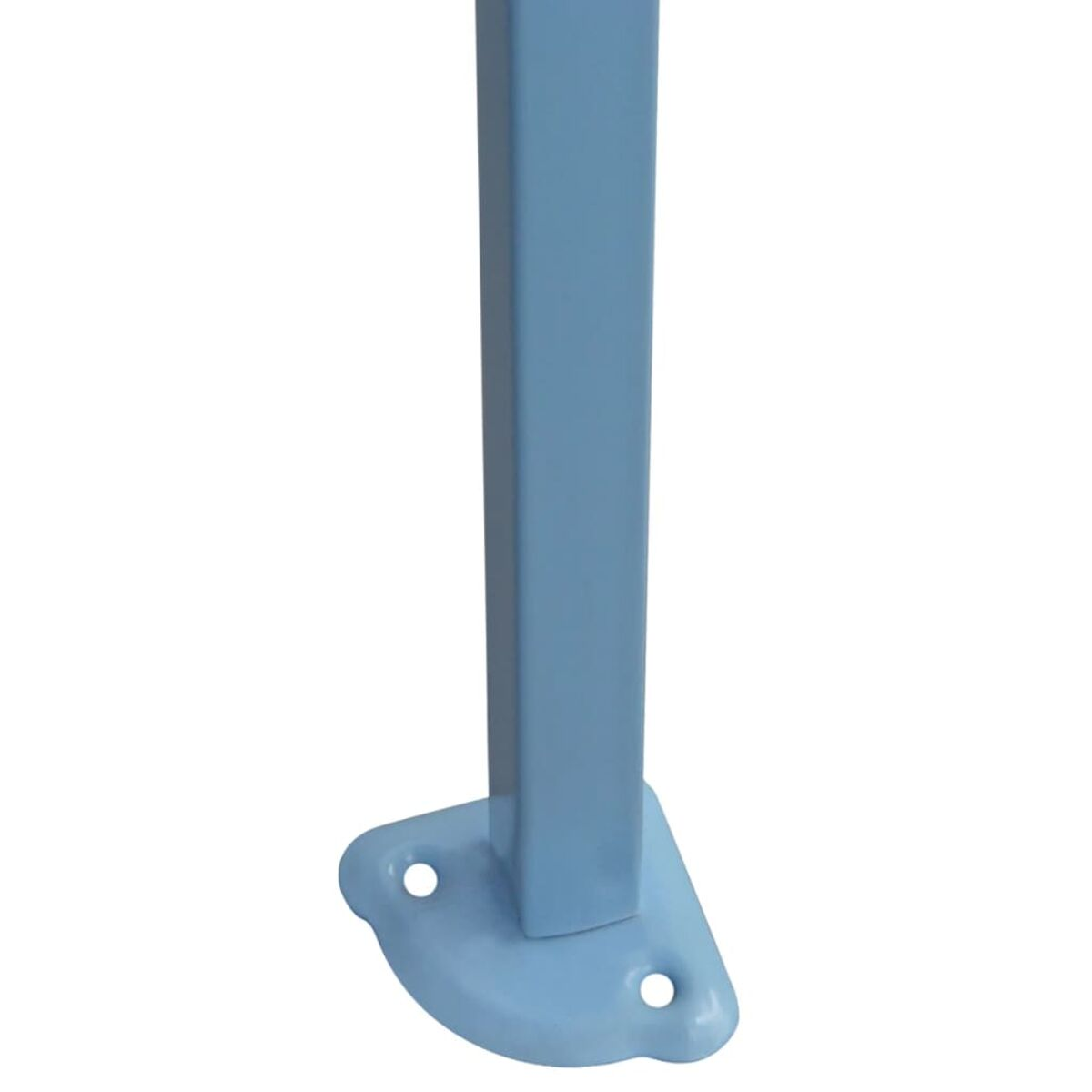 Ein blauer Pfostenfuß mit Löchern, wahrscheinlich für eine Struktur.