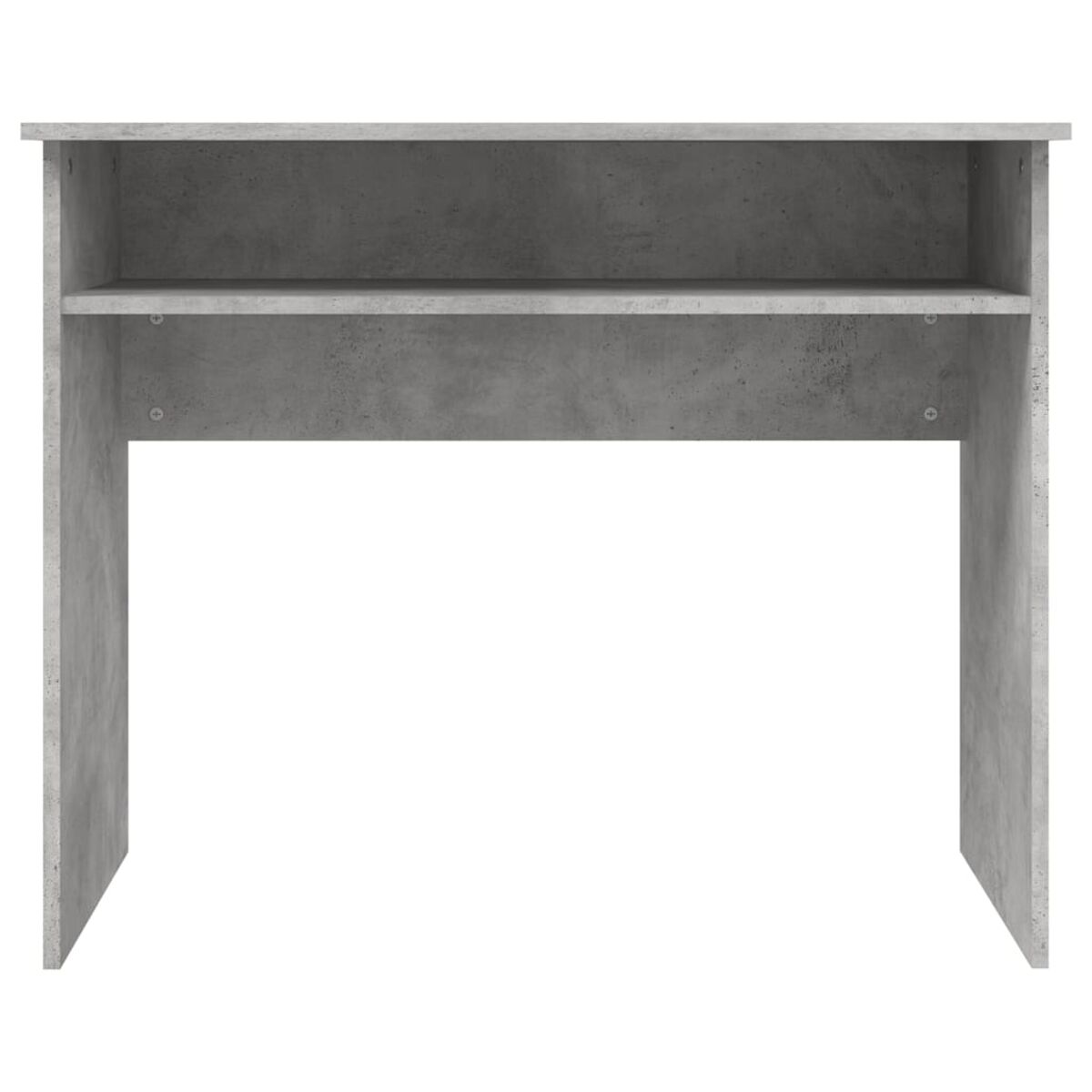 Ein Schrank in grauem Beton-Look mit einem Regal. Der Schrank hat eine rechteckige Form und steht vor weißem Hintergrund.