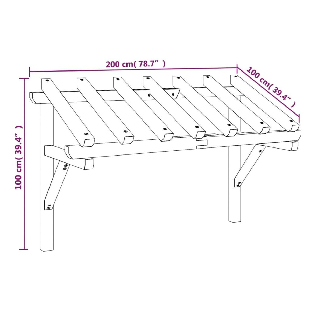 Holzpergola mit Lattenrost, weißer Hintergrund.