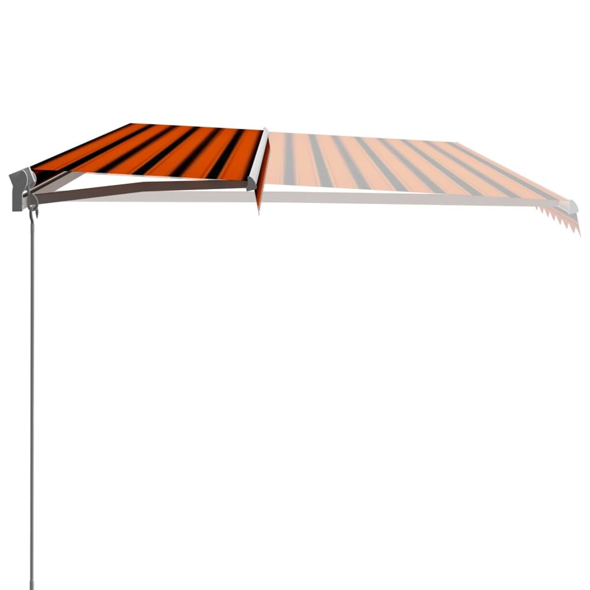 Orange und schwarz gestreifte Markise.