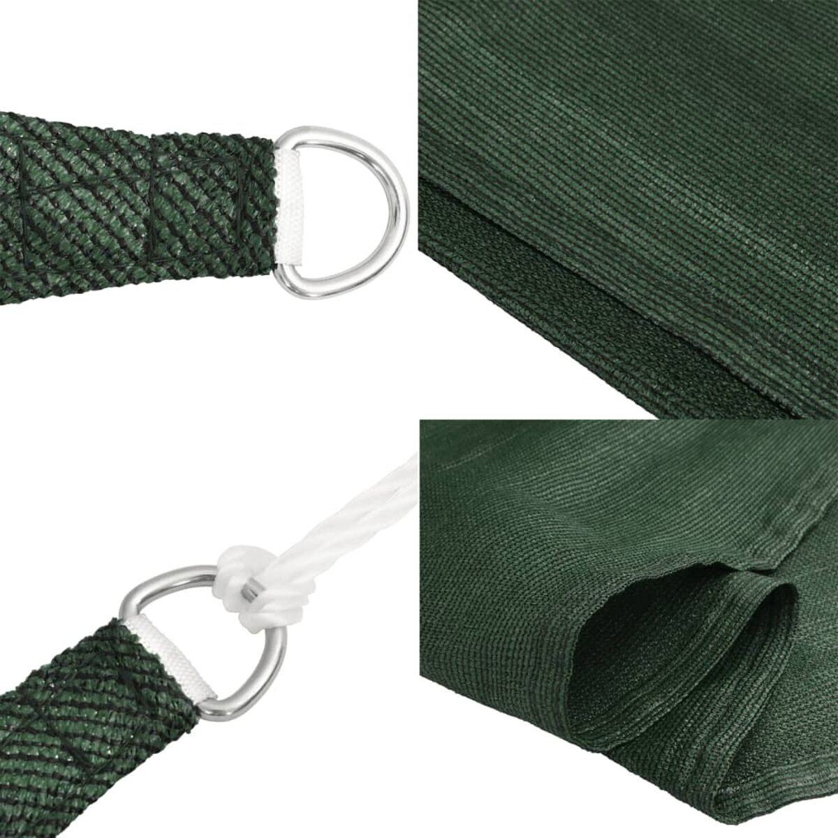 Un primo piano di una rete verde con un anello di metallo e dettagli del materiale.