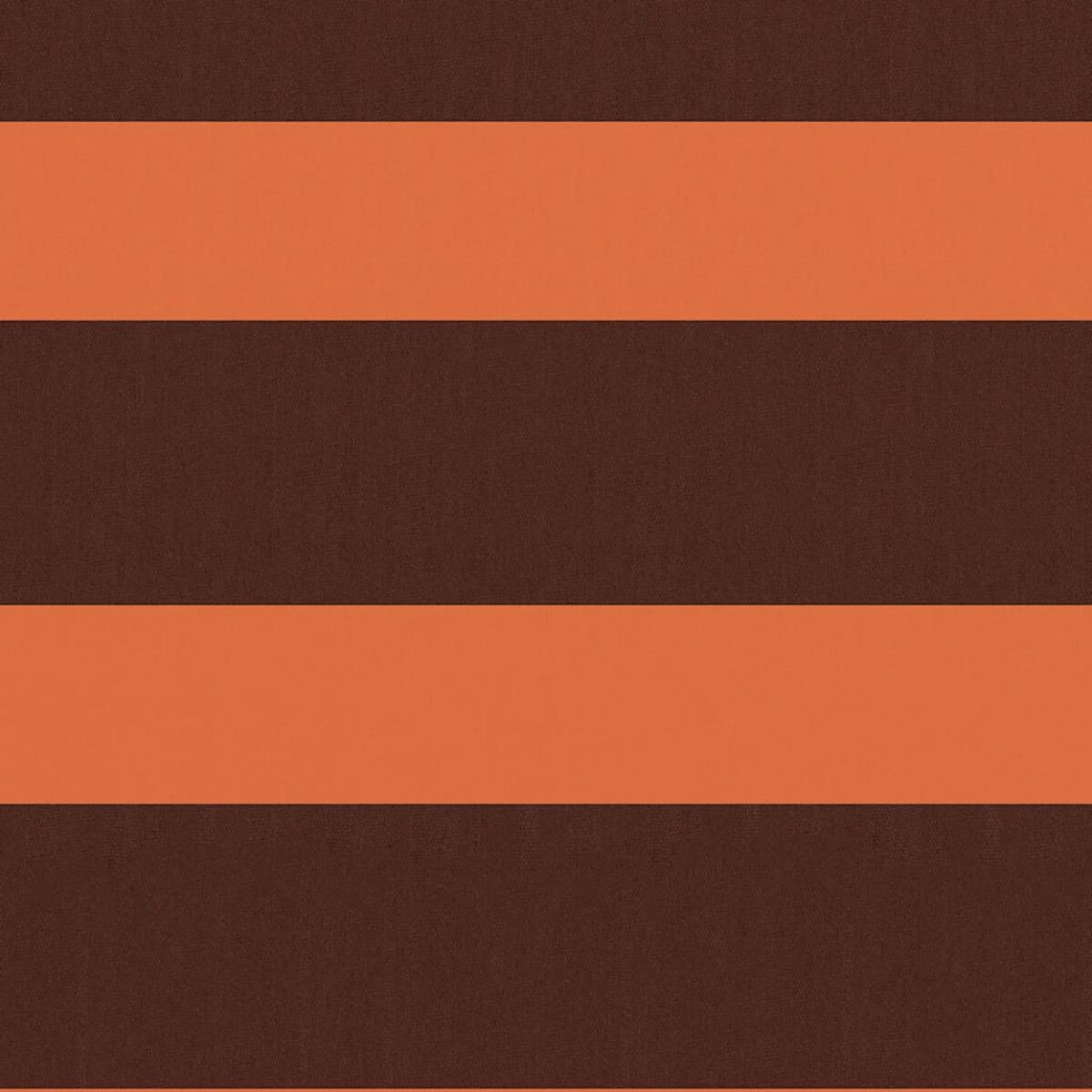 Horizontal gestreifter Stoff. Abwechselnde Streifen in Dunkelbraun und Orange. Einfaches, sich wiederholendes Muster.
