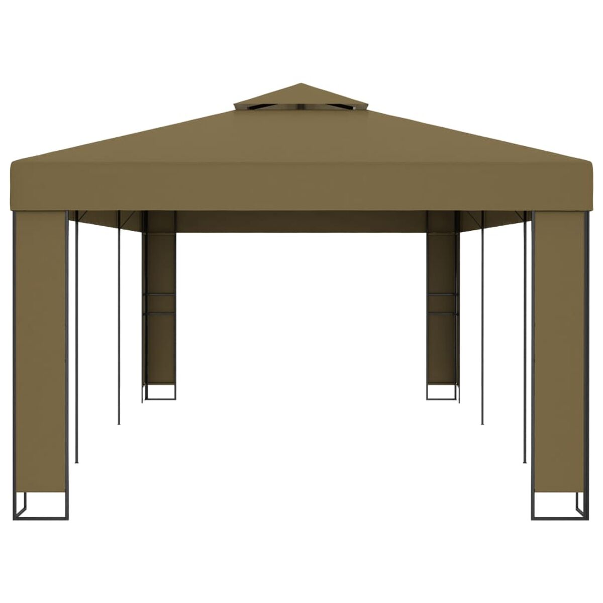 Brauner Pavillon mit braunem Dach. Es hat volle Seitenwände.