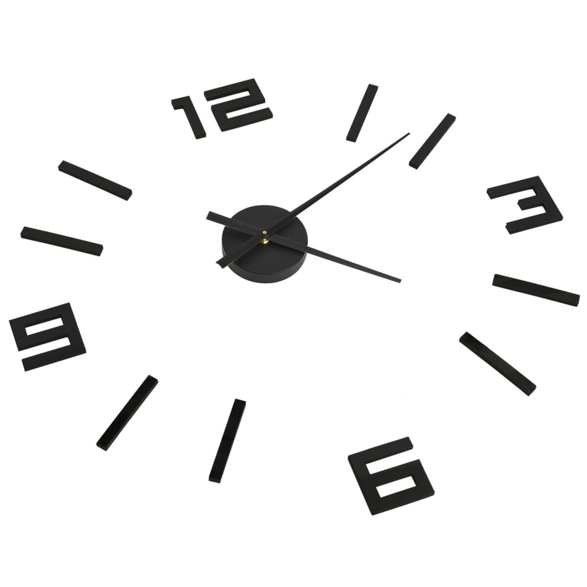 Eine schwarze Uhr mit schwarzen Zahlen und Linien auf weißem Hintergrund. Die Zeiger sind schwarz.