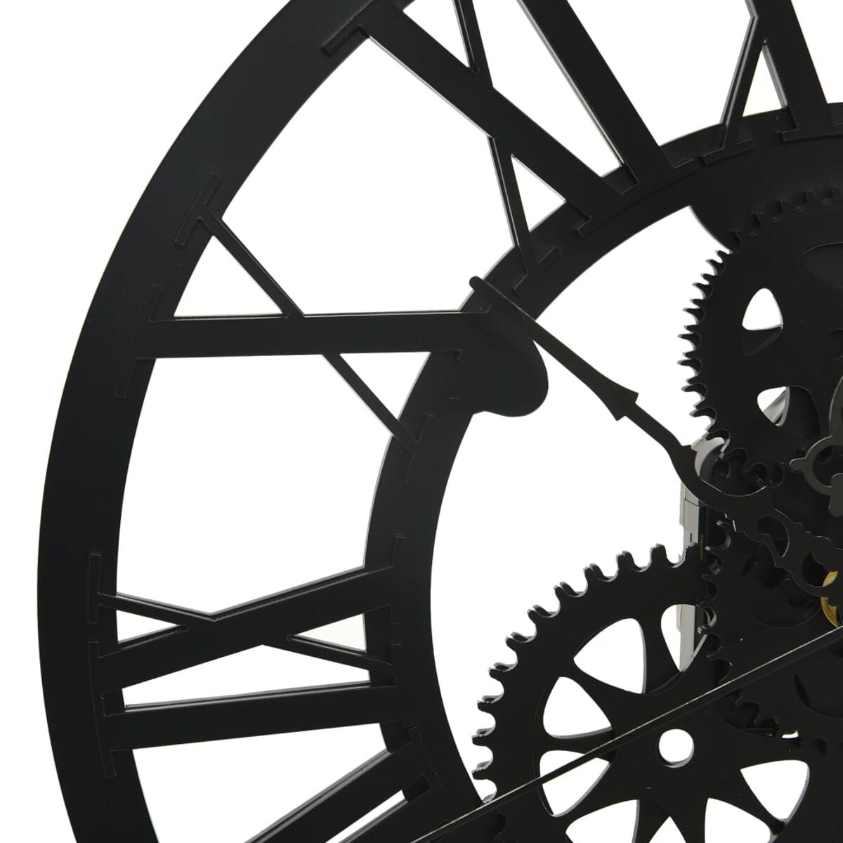 Primo piano di un meccanismo di orologio nero.
