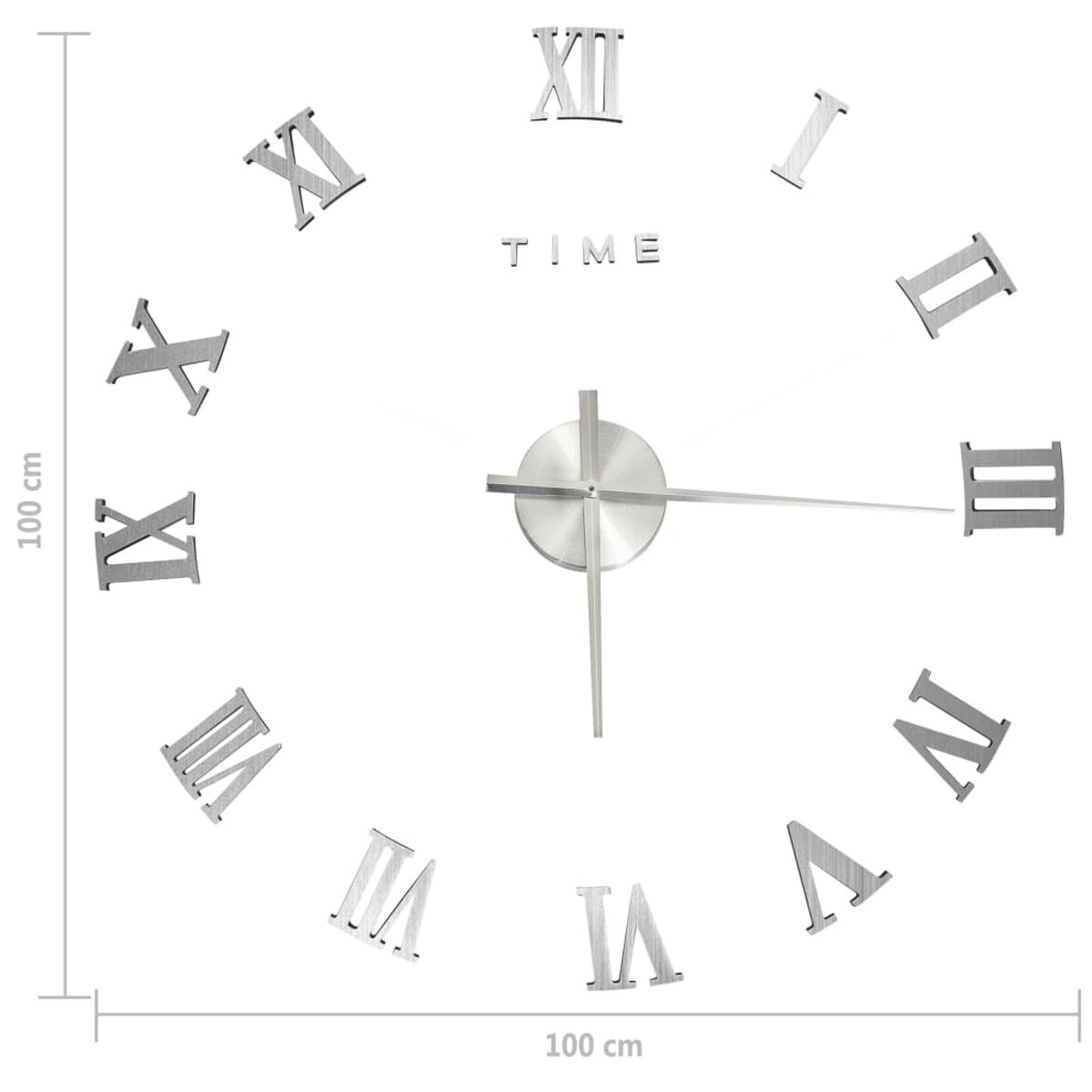 Eine große Uhr mit silbernen Ziffern auf weißem Grund, das Wort ZEIT in der Mitte.