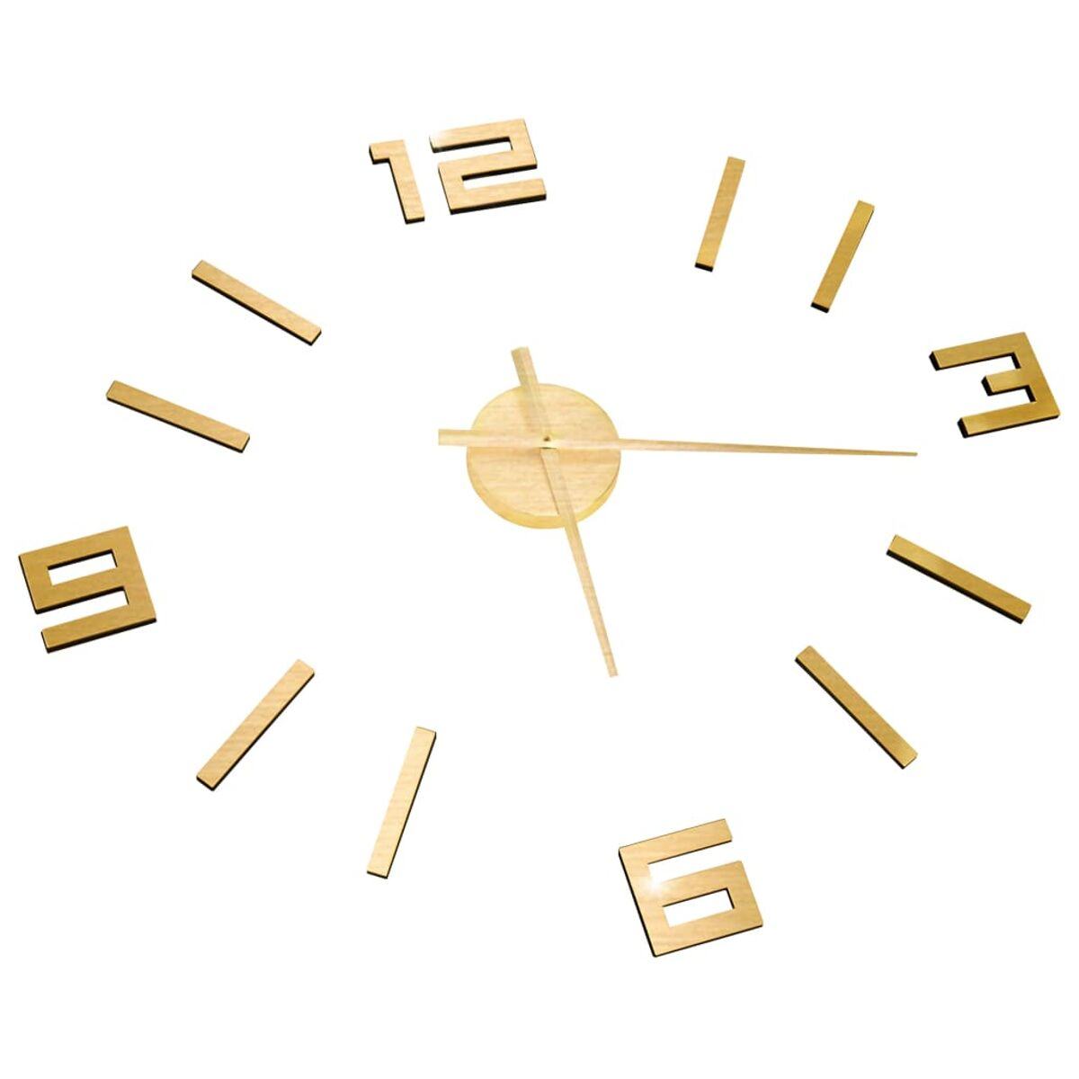 Goldene moderne Uhr mit Zahlen.