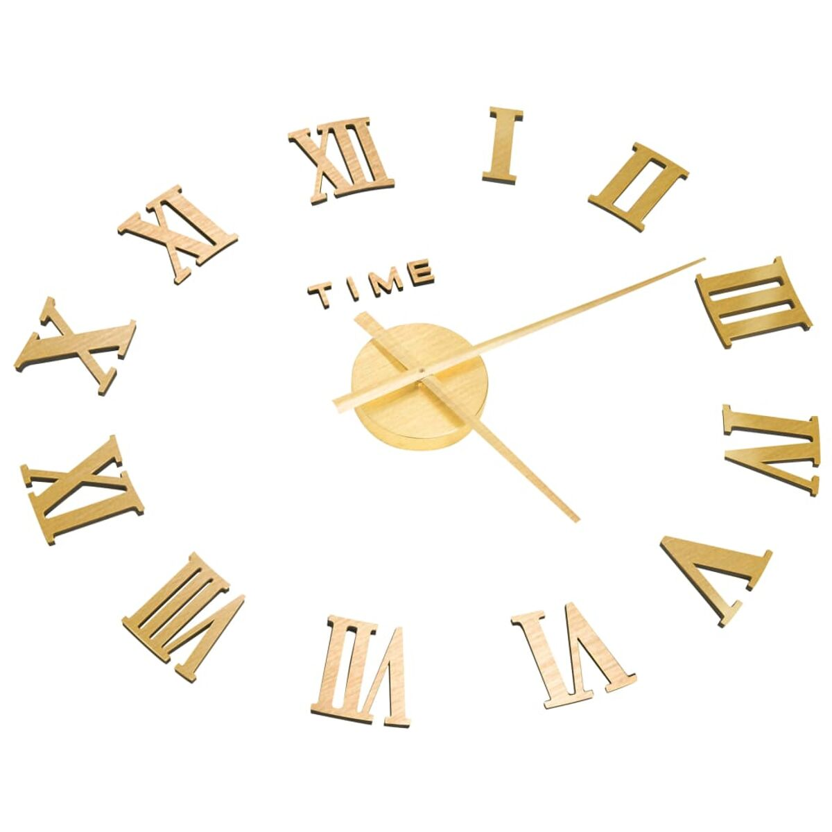 Nahaufnahme einer goldenen Uhr mit römischen Ziffern. Die Zeiger zeigen auf 2:45 Uhr.