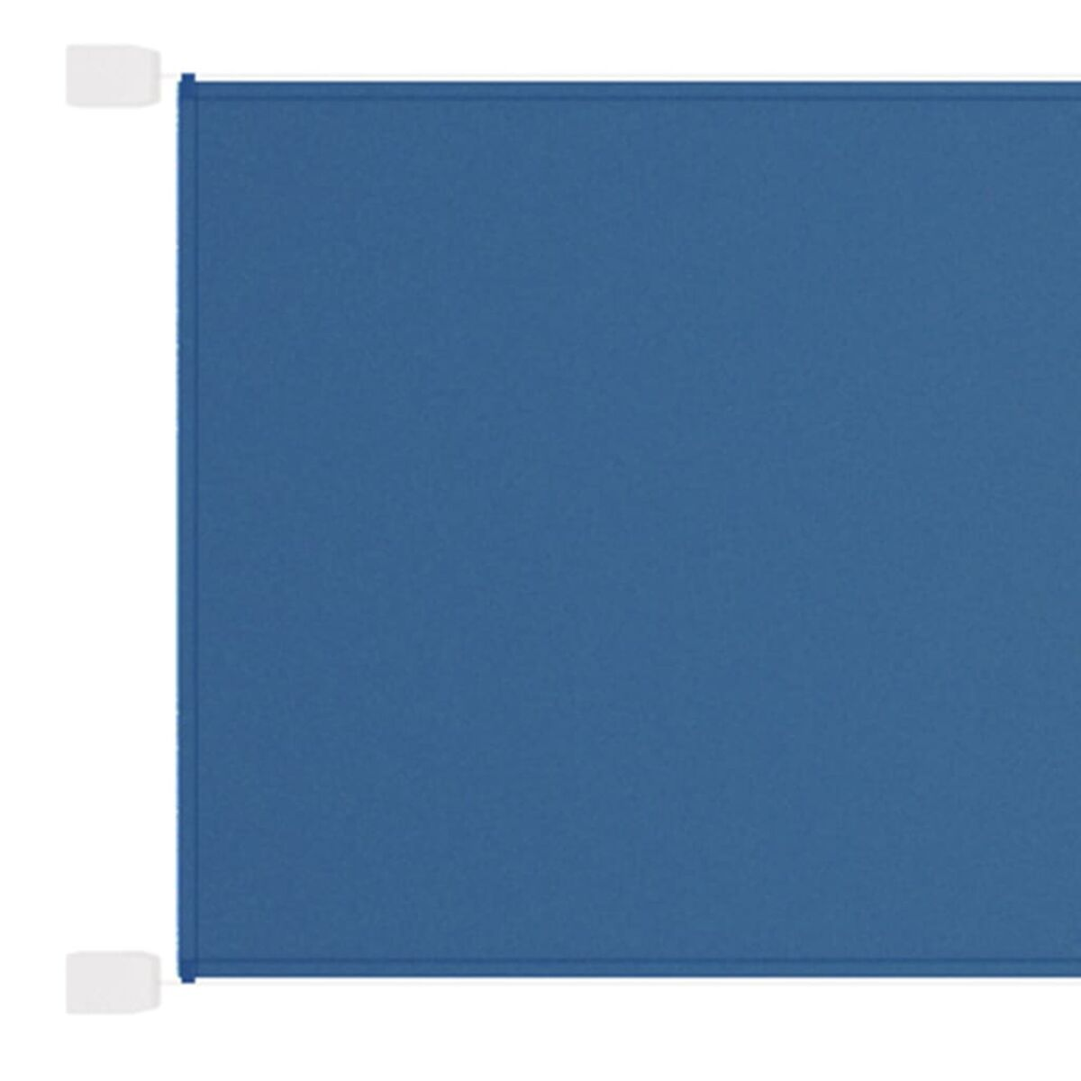 Ein blauer Bildschirm mit weißen Haltern oben und unten. Der Bildschirm ist rechteckig.