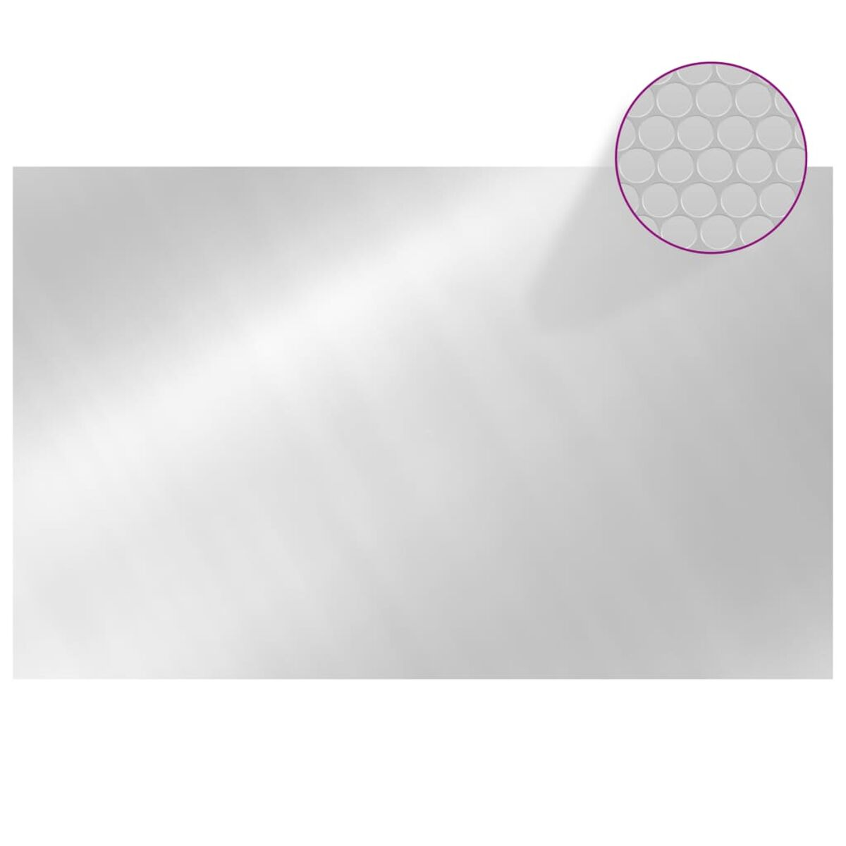 Eine weiße, reflektierende Oberfläche mit einer kreisförmigen, vergrößerten Ansicht.